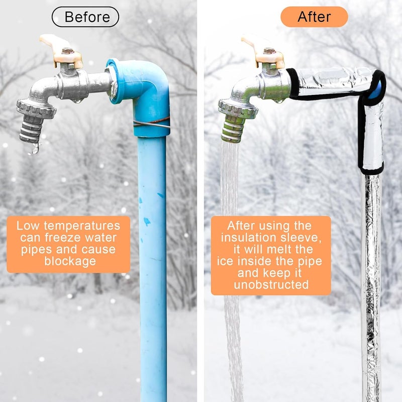 Tujoe 2 Pcs Water Pipe Heat Blanket 38.5" x 6" with 6.5 ft Power Cord, Winter Elbow Heating Tape Aluminum Foil Freeze Protection Heater Insulation Cable for Metal and Plastic Pipes 110v, Max Temp 60° - Image 5